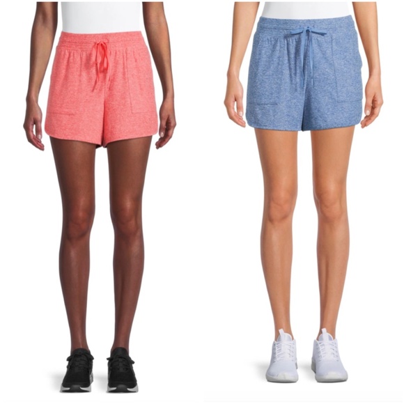 2 pair Athletic Works Women’s Heathered Knit Gym Shorts with Pockets (Size L) - Picture 1 of 8
